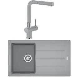 Franke Basis Bfg 611-86 Granit Eviye + Active Plus Doccia 2.0 Armatür Seti (Stone Grey)