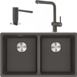 Franke Maris MRG 120-35-35 Granit Evye + Active Plus Doccia 2.0 Armatür + Sıvı Sabunluk (Slate Grey)