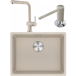 Franke Maris MRG 210/110-52 Granit Evye + Active Plus Doccia 2.0 Spiralli Armatür + Sıvı Sabunluk (Sahara)