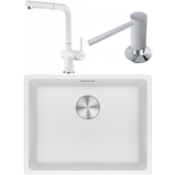 Franke Maris MRG 210/110-52 Granit Evye + Active Plus Doccia Spiralli Armatür + Sıvı Sabunluk (Bianco)