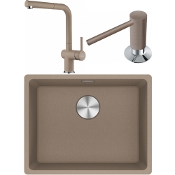 Franke Maris MRG 210/110-52 Granit Evye + Active Plus Doccia Spiralli Armatür + Sıvı Sabunluk (Oyster)