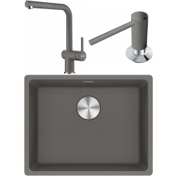 Franke Maris MRG 210/110-52 Granit Evye + Active Plus Doccia Spiralli Armatür + Sıvı Sabunluk (Stone Grey)