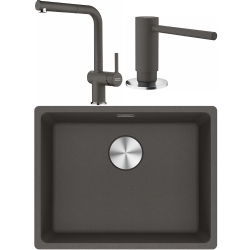 Franke Maris MRG 210/110-52 Granit Evye + Active Plus Doccia Spiralli Armatür + Sıvı Sabunluk (Stone Grey)