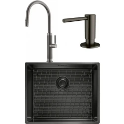 Franke Mythos Masterpiece BXM 210/110-50 Eviye + Mythos Masterpiece Spiralli Armatür + Active Sıvı Sabunluk (Antrasit) Hemen Al