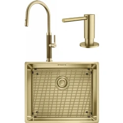 Franke Mythos Masterpiece BXM 210/110-50 Eviye + Mythos Masterpiece Spiralli Armatür + Active Sıvı Sabunluk (Altın) Hemen Al