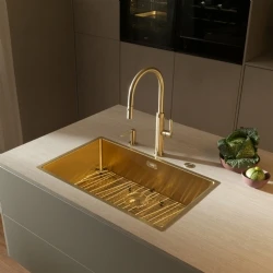 Franke Mythos Masterpiece BXM 210/110-68 Eviye + Mythos Masterpiece Spiralli Armatür + Active Sıvı Sabunluk (Altın) Hemen Al