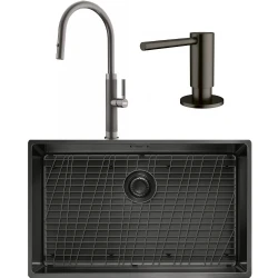 Franke Mythos Masterpiece BXM 210/110-68 Eviye + Mythos Masterpiece Spiralli Armatür + Active Sıvı Sabunluk (Antrasit) Hemen Al