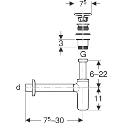 Geberit ONE Beyaz-Krom Lavabo Sifonu  - 151.019.01.1 Hemen Al