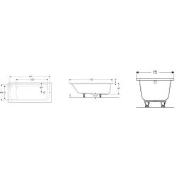 Geberit Perfect 170x75 Ayaklı Dikdörtgen Küvet - 554.073.01.1 Hemen Al