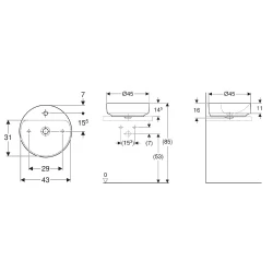 Geberit VariForm 45 Cm  Batarya Banklı Yuvarlak Çanak Lavabo - 500.770.01.2 Hemen Al