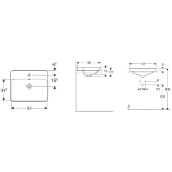 Geberit VariForm 55x45 Cm Dikdörtgen Tezgah Üstü Lavabo - 500.740.01.2 Hemen Al