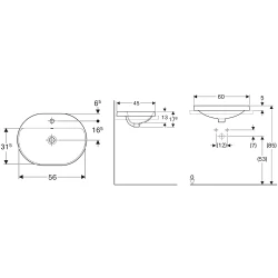Geberit VariForm 60x45 Cm Tezgah Üstü Lavabo - 500.732.01.2 Hemen Al