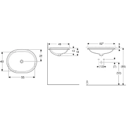 Geberit VariForm 63x49 Cm Eliptik Yuvarlak Tezgah Altı Lavabo - 500.758.01.2 Hemen Al