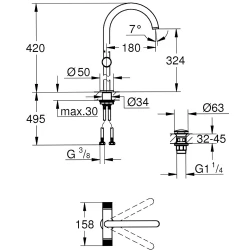 Grohe Atrio Private Collection Tek Delikli Lavabo Bataryası - 21142DC0 Hemen Al