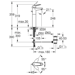 Grohe Eurodisc Cosmopolitan Tek Kumandalı Lavabo Bataryası - 23055002 Hemen Al