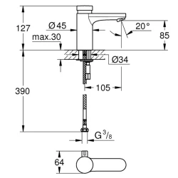 Grohe Eurosmart Cosmopolitan T Çift Su Girişli Sıcaklık Sınırlayıcılı Zaman Ayarlı Lavabo Bataryası - 36317000 Hemen Al