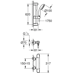 Grohe Grohtherm 1000 Termostatik Duş Bataryası / Duş Seti Dahil - 34820004 Hemen Al
