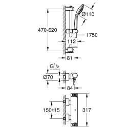 Grohe Grohtherm 2000 Termostatik Duş Bataryası-Duş Seti Dahil - 34195001 Hemen Al