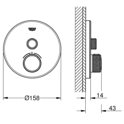 Grohe Grohtherm SmartControl Tek Valfli Akış Kontrollü Ankastre Termostatik Duş Bataryası - 29150LS0 Hemen Al