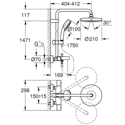Grohe New Tempesta Cosmop. System Duvara Monte Tek Kumandalı Bataryalı Duş Sistemi- 26224001 Hemen Al