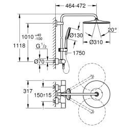 Grohe Rainshower System Duvara Monte Termostatik Bataryalı Duş Sistemi - 26652000 Hemen Al