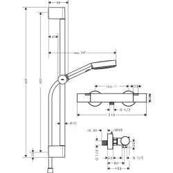 Hansgrohe Pulsify Select S Termostatik Banyo Bataryalı 65 Cm Duş Barı - 24262000 Hemen Al