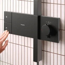 Hansgrohe Raindance Alive Q 210/340 1jet Mat Siyah-Krom Duş Kolonu - 24580340 Hemen Al