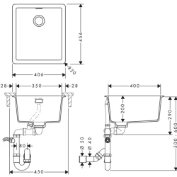Hansgrohe S52 S520-F350 Ankastre Grafit Siyahı Eviye 43349170 Hemen Al