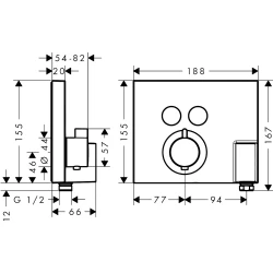 Hansgrohe ShowerSelect 2 Çıkışlı Termostatik Ankastre Banyo Bataryası 15765000 Hemen Al