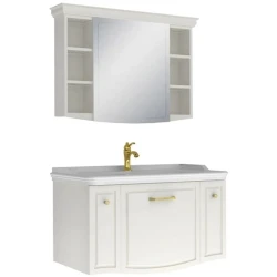 Kale Arte+ 100 Cm Parlak Beyaz Banyo Dolabı Takımı (Altın Kulp) Hemen Al