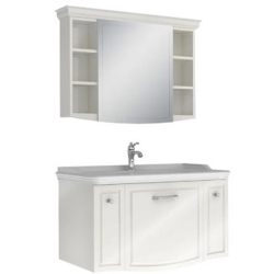 Kale Arte+ 100 Cm Parlak Beyaz Banyo Dolabı Takımı (Krom Kulp)