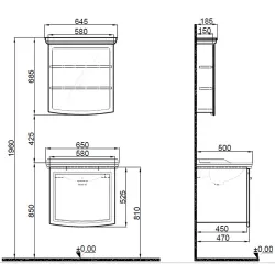 Kale Arte+ 65 Cm Parlak Beyaz Banyo Dolabı Takımı (Altın Kulp) Hemen Al