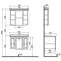 Kale Arte+ 80 Cm Parlak Beyaz Banyo Dolabı Takımı (Altın Kulp) Hemen Al