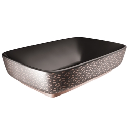 Kale Dove 2.0 60x40 Cm Mat Siyah-Bronz Dekor Dikdörtgen Çanak Lavabo