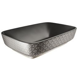 Kale Dove 2.0 70x40 Cm Mat Siyah-Platin Dekor Dikdörtgen Çanak Lavabo