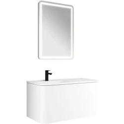 Kale Fold Pro 100 Cm Sağ Etajer Lavabolu Mat Beyaz Banyo Dolabı Takımı Hemen Al