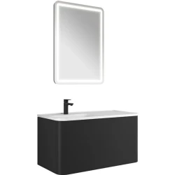 Kale Fold Pro 100 Cm Sağ Etajer Lavabolu Mat Siyah Banyo Dolabı Takımı Hemen Al