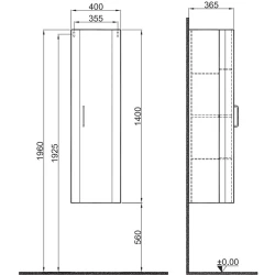 Kale Fold Pro 40 Cm Mat Beyaz Boy Dolabı (Sol) Hemen Al