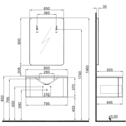 Kale Fold Pro 80 Cm Mat Siyah Banyo Dolabı Takımı Hemen Al