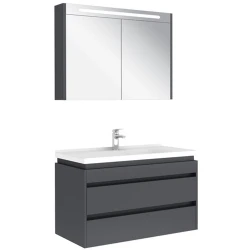 Kale Idea 2.0 100 Cm Parlak Antrasit Çift Çekmeceli Banyo Dolabı Takımı 610100200519