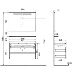 Kale Idea 2.0 100 Cm Parlak Antrasit Çift Çekmeceli Banyo Dolabı Takımı 610100200531 Hemen Al