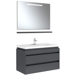 Kale Idea 2.0 100 Cm Parlak Antrasit Çift Çekmeceli Banyo Dolabı Takımı 610100200531