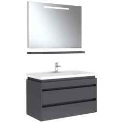 Kale Idea 2.0 100 Cm Parlak Antrasit Çift Çekmeceli Banyo Dolabı Takımı 610100200531
