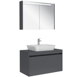 Kale Idea 2.0 100 Cm Parlak Antrasit Tek Çekmeceli Banyo Dolabı Takımı 610100200597
