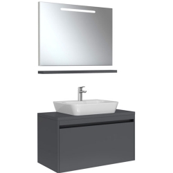 Kale Idea 2.0 100 Cm Parlak Antrasit Tek Çekmeceli Banyo Dolabı Takımı 610100200609