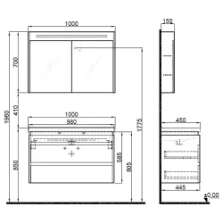 Kale Idea 2.0 100 Cm Parlak Antrasit Çift Çekmeceli Banyo Dolabı Takımı 610100200519 Hemen Al