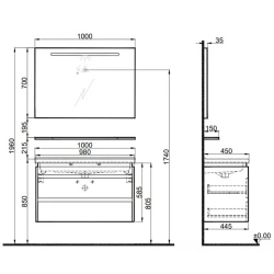 Kale Idea 2.0 100 Cm Parlak Beyaz Çift Çekmeceli Banyo Dolabı Takımı Hemen Al