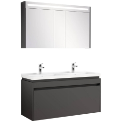 Kale Idea 2.0 120 Cm Çift Lavabolu Parlak Antrasit Banyo Dolabı Takımı