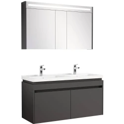 Kale Idea 2.0 120 Cm Çift Lavabolu Parlak Antrasit Banyo Dolabı Takımı Hemen Al