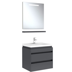 Kale Idea 2.0 65 Cm Parlak Antrasit Çift Çekmeceli Banyo Dolabı Takımı